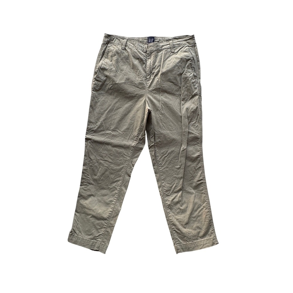 Gap Womens Khaki Chino Pants Size 16 Olive Green Stretch Cotton Straight Leg‎
